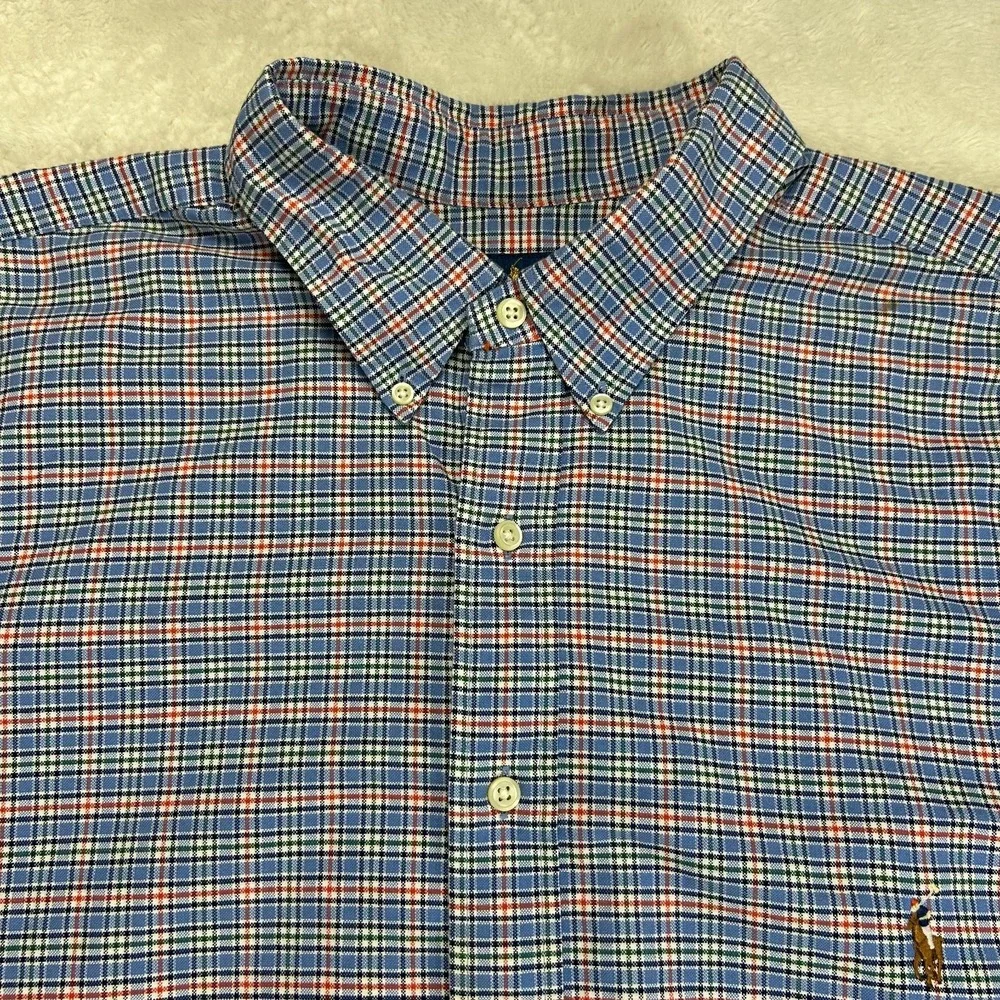 Polo Ralph Lauren Button-Down Cotton Oxford Shirt Mens 2XLT Blue Multi Plaid